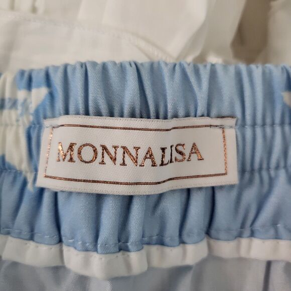 MONNALISA Skirt Girls 12 Blue White Star Print Cotton Made In Italy Ruffled - Picture 3 of 5